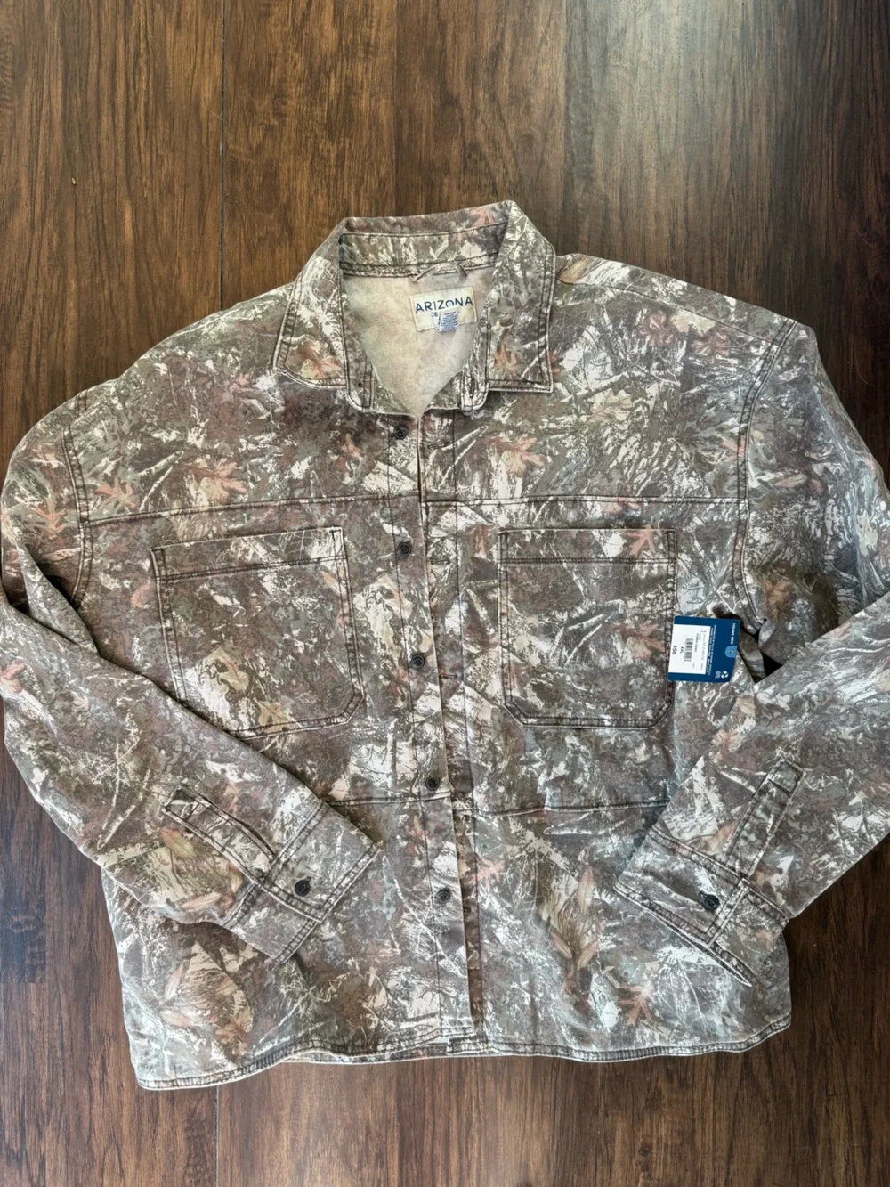 Arizona NWT men’s canvas Brown and Tan Camo Jacket size XXL